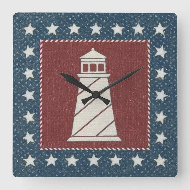 Kustkonst | Röda fyr Fyrkantig Klocka (Framsida)