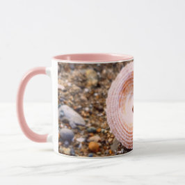 KUSTKONSTRUKTION MED ROSA HAVS-SNÄCKA PÅ STONY BEA MUGG