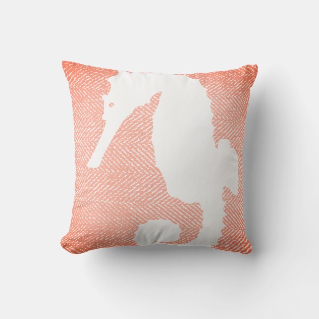 Kustkoral Herringbone & White Seahorse Kudde (Framsida)