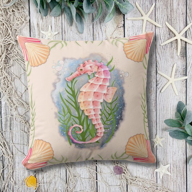 Kustkoral Seahorse Dekorativ kudde (Skapare uppladdad)