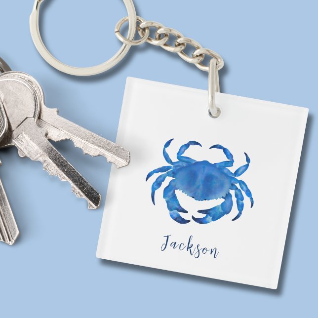 Kustkrabba blå (Blue coastal crab personalzed keychain)