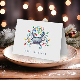 Kustkrabba ”Deck the Claws” Faltad Holiday Kort