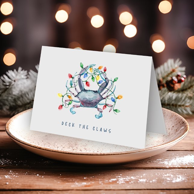 Kustkrabba ”Deck the Claws” Faltad Holiday Kort (Skapare uppladdad)