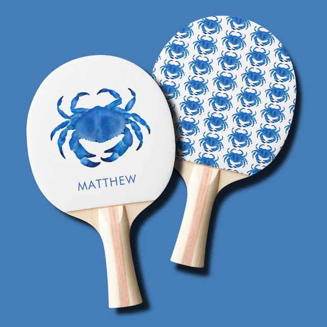 Kustkrabba Havsblått Pingisracket (Blue crab ping pong paddle - personalize with your own name or initials )