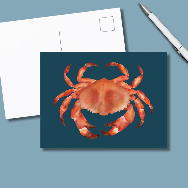 Kustkrabba Vykort (Brown crab coastal crustacean postcard)