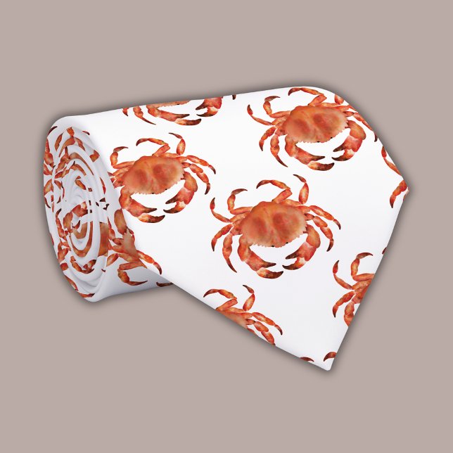 Kustkrabbmönster Slips (Brown crab coastal crustacean neck tie)