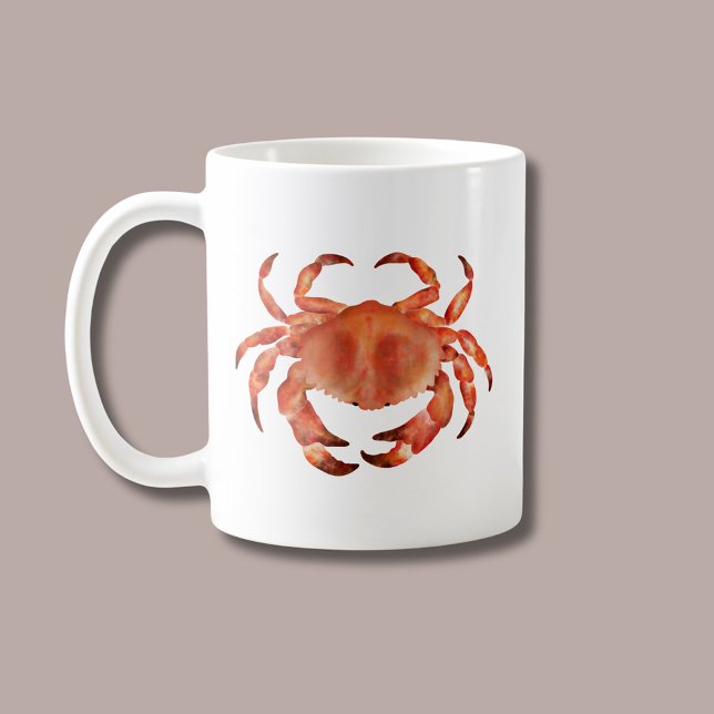 Kustkrabbor Kaffemugg (Brown crab coastal crustacean coffee mug for coastal beach house decor and homeware.)