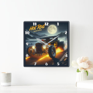 Kustkryssning i Moonlit i hot rod Fyrkantig Klocka
