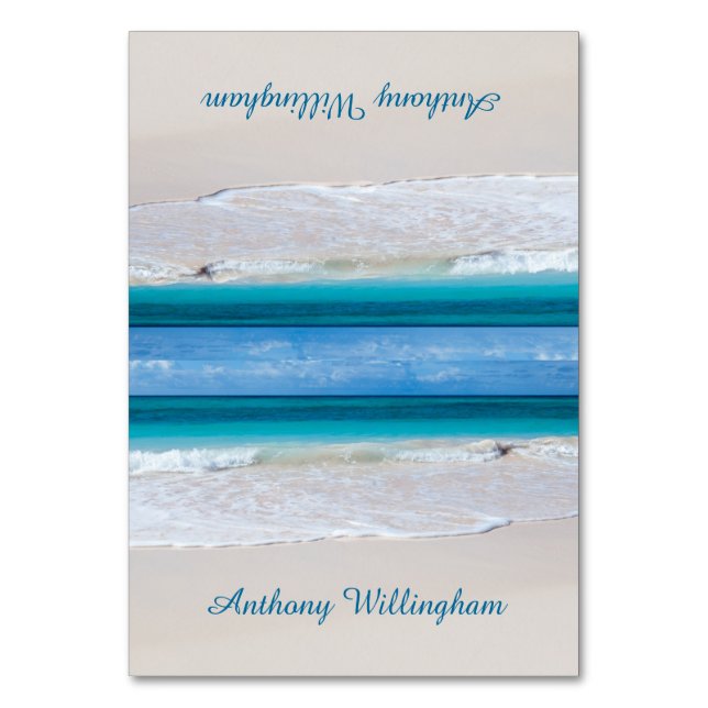 Kustkupor med tunna Beach-monteringskort Bordsnummer (Framsidan)