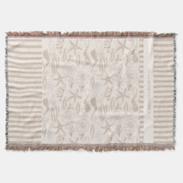 Kustkustnära sjöhelvetet Beige Hand-Drawn Nautical Filt