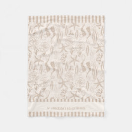 Kustkustnära sjöhelvetet Beige Hand-Drawn Nautical Fleecefilt