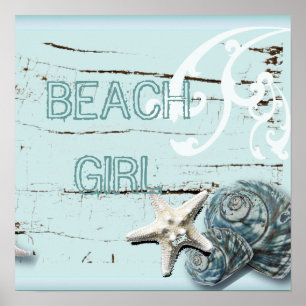 Kustladuvirke aqua blue starfish seashells poster