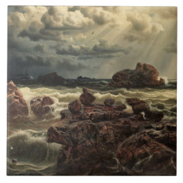 Kustlandskap med Fraktaser på Horisont Kakelplatta