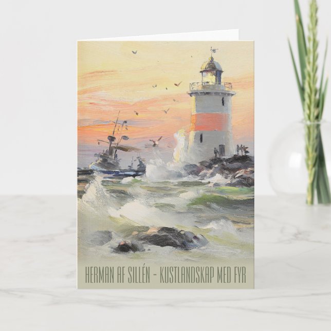 Kustlandskap med fyr (Sillén) CC0514 Greeting Card Kort (Framsida)