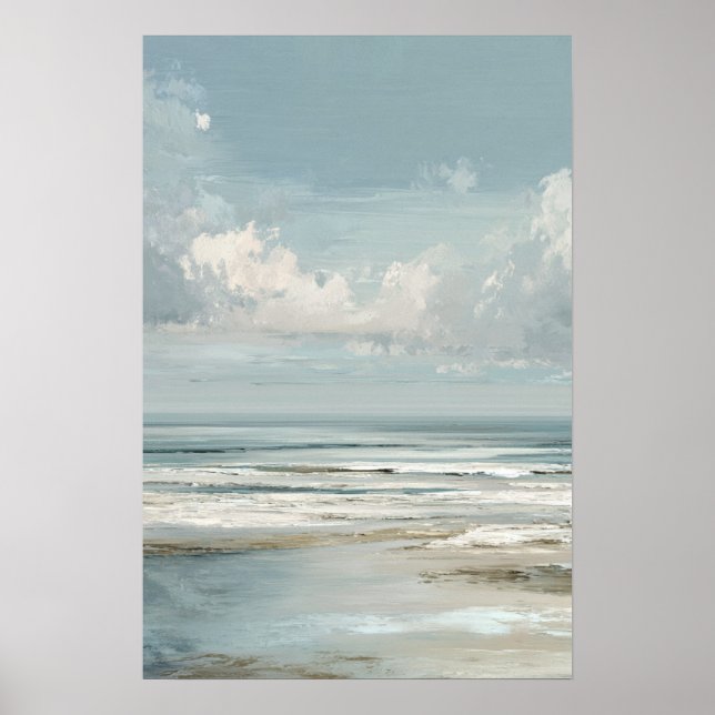 Kustlandskapsmålning Mjuk Ocean Horisont Poster (Framsidan)