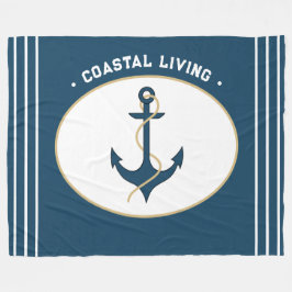 Kustlevande nautiskt havsblått ankrep fleecefilt