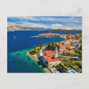 Kustlinje   Korcula Stad, Korcula Ö, Kroatien Vykort