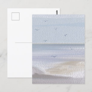 Kustlinje Strand Aquarell Vykort