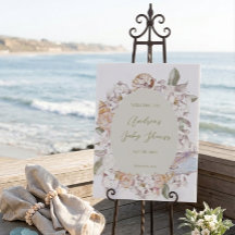 Kustlinjens akvarellskal och blommande baby shower
