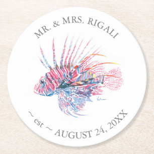 Kustlionfisk Bröllop Underlägg Papper Rund