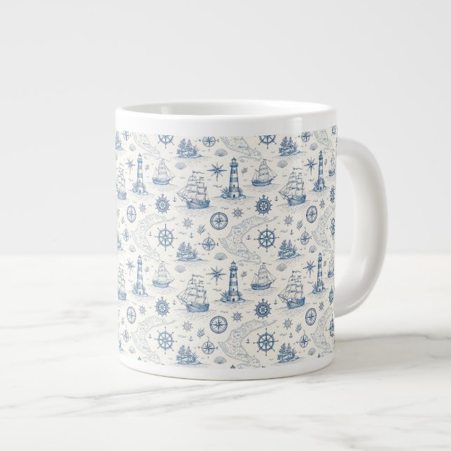 Kustliv Oceaner Blå Jumbo Mugg (Framsida höger)