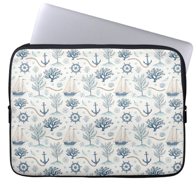 Kustliv Oceaner Blå Laptop Fodral (Framsidan)