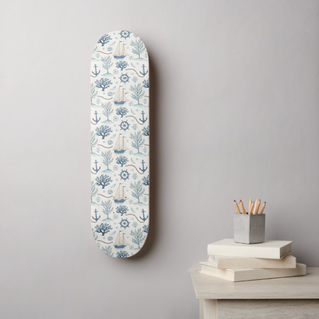 Kustliv Oceaner Blå Mini Skateboard Bräda 18,5 Cm (Väggkonst)