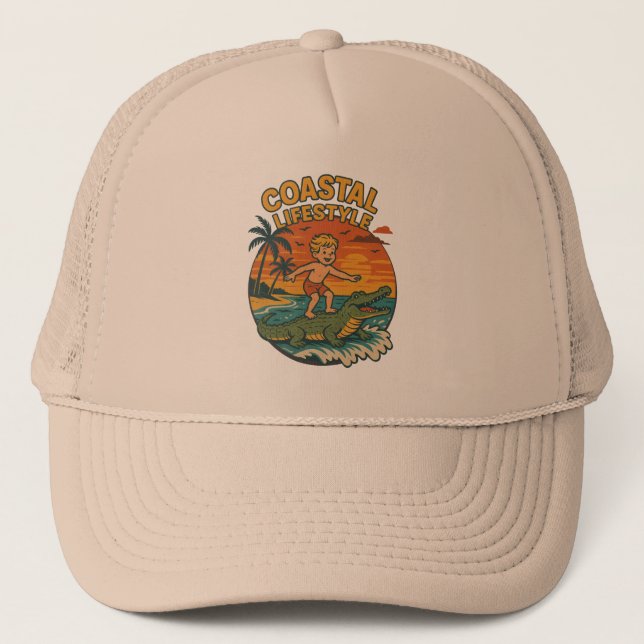Kustlivsstil Alligator Surfare | Retro Strand Keps (Framsida)