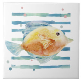 KUSTLJUSVATTENFÄRG, TROPISKT FISK, BEACH KAKELPLATTA