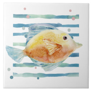 KUSTLJUSVATTENFÄRG, TROPISKT FISK, BEACH KAKELPLATTA