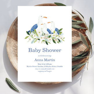 Kustmås Baby Shower Inbjudningar