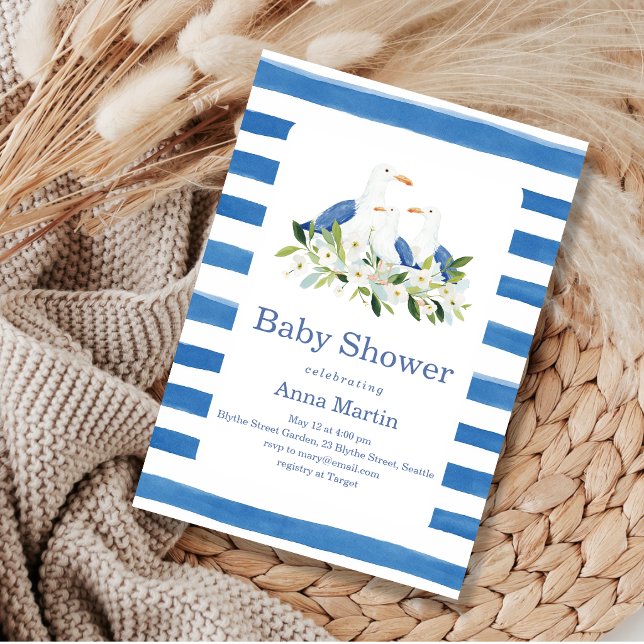Kustmåsar Babyshower Inbjudningar (Skapare uppladdad)