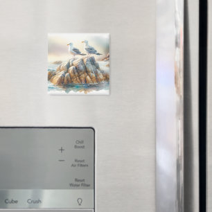 Kustmåsvingar Vattenfärg Havsutsikt Magnet