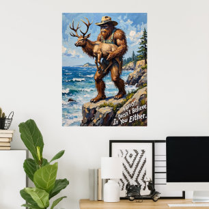 Kustmolnet: Bigfoot och Elk Poster