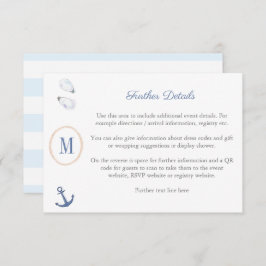 Kustmonogram Baby Shower-registreringskod QR-kod Tilläggskort