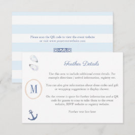 Kustmonogram för baby shower-presentregister QR-ko Tilläggskort