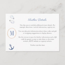 Kustmonogram för Baby Shower-registreringskod QR-k Tilläggskort