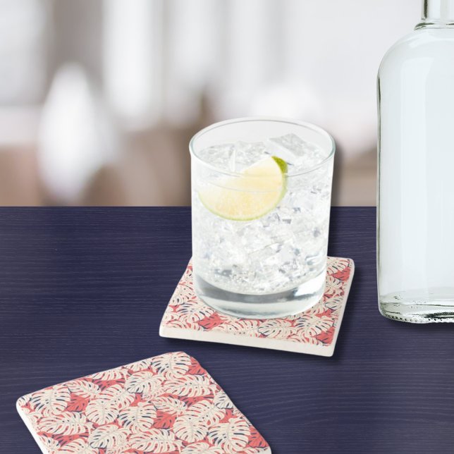 Kustmonstera Löv Underlägg med mönstrad sten (Skapare uppladdad)