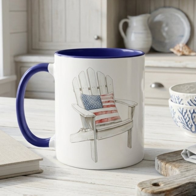 Kustnära Adirondack-stol Americana Patriotisk Mugg (Skapare uppladdad)