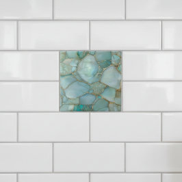 Kustnära Aqua Agate Guld Moasik Kakelplatta