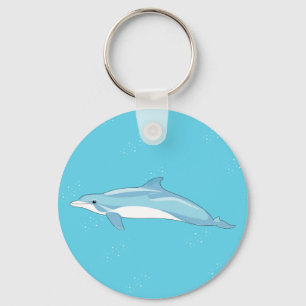 Kustnära blå delfin havsillustration nyckelring