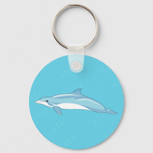 Kustnära blå delfin havsillustration nyckelring (Framsida)