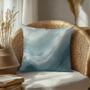 Kustnära Blå Grön Vit Hav Strand Våg Design Kudde