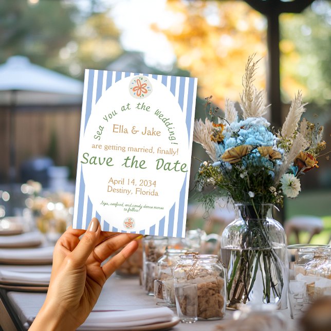 Kustnära Blå Ränder Spara Datum Datumet (Skapare uppladdad)