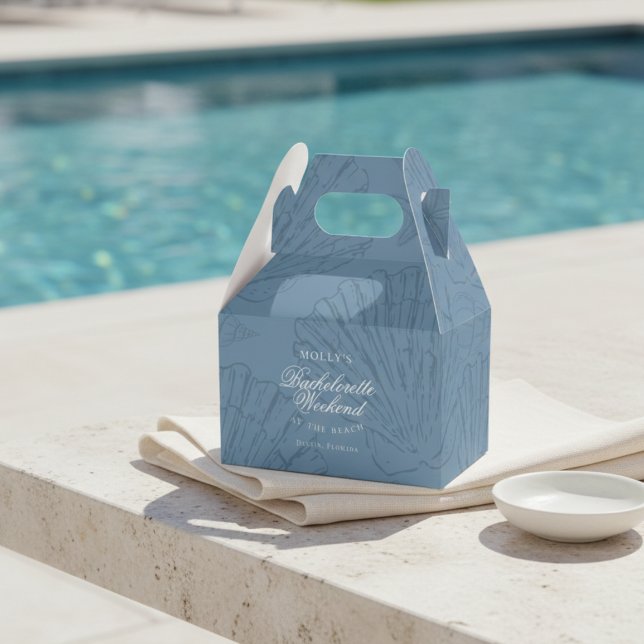 Kustnära Blå Snigelskal Systerfest Presentaskar (Coastal Blue Seashell Bachelorette Favor Boxes)