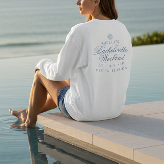 Kustnära Blå Snigelskal Systerfest T Shirt (Coastal Blue Seashell Bachelorette Sweatshirt)