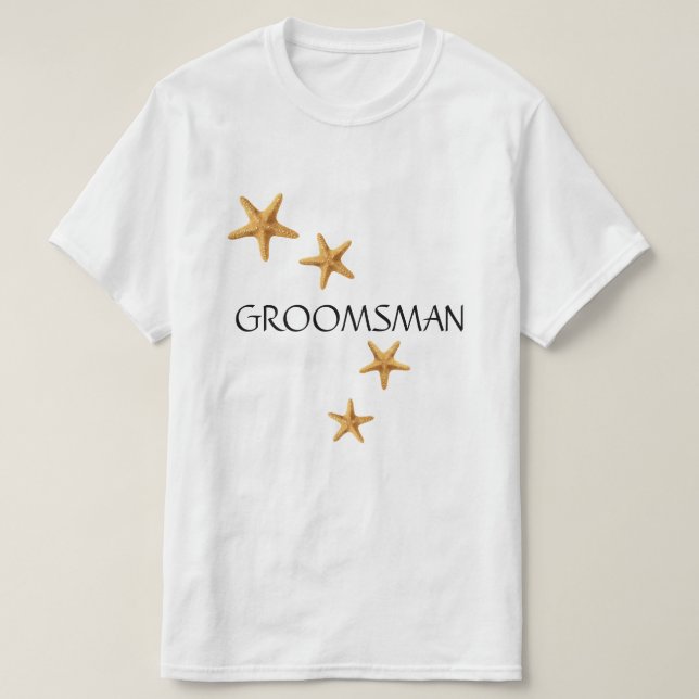Kustnära Bröllop GROOMSMAN Starfish T Shirt (Design framsida)