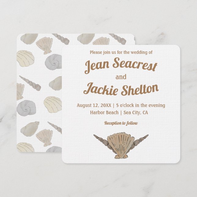 Kustnära bröllop vid havet inbjudningar (Fram/baksida)