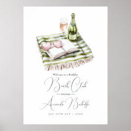 Kustnära Chic Beach Club Födelsedags Välkomstskylt Poster