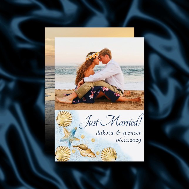 Kustnära Chic | Blå Guld-korallreven Photo Bröllop Meddelande (Skapare uppladdad)